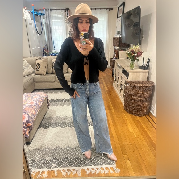 TWO bundle of no boundaries tie front ribbed long sleeve sweaters - Picture 7 of 11